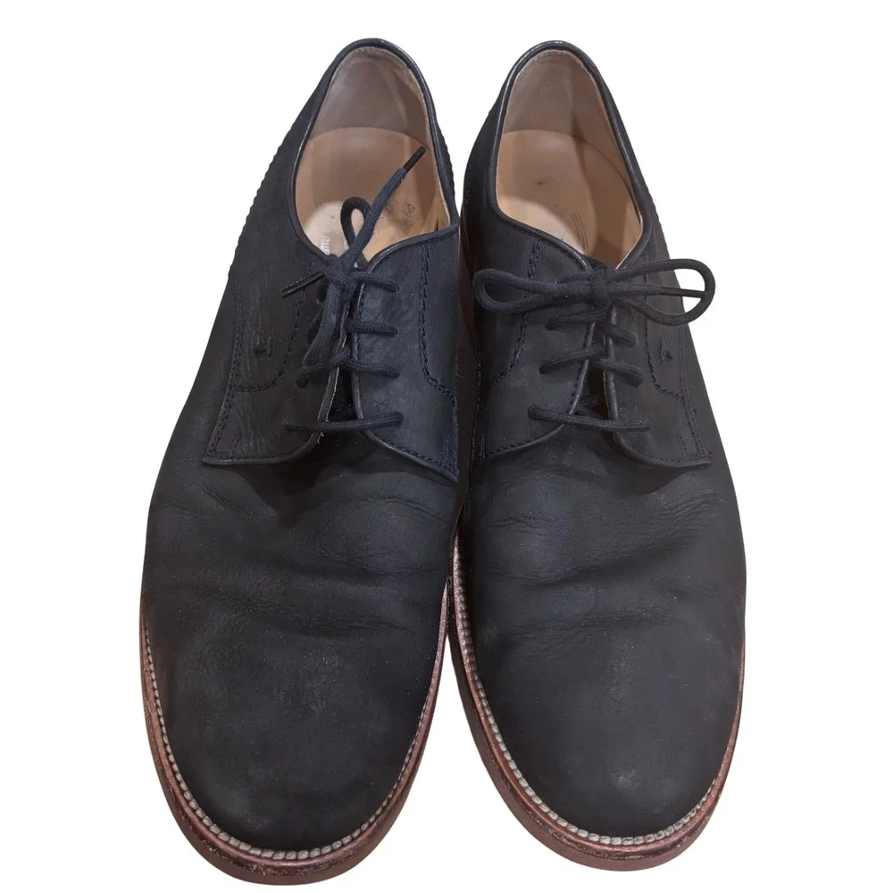 Tods Mens Black Pebbled Leather Derby Shoes Italian Lace Up Dress Shoes Black 11